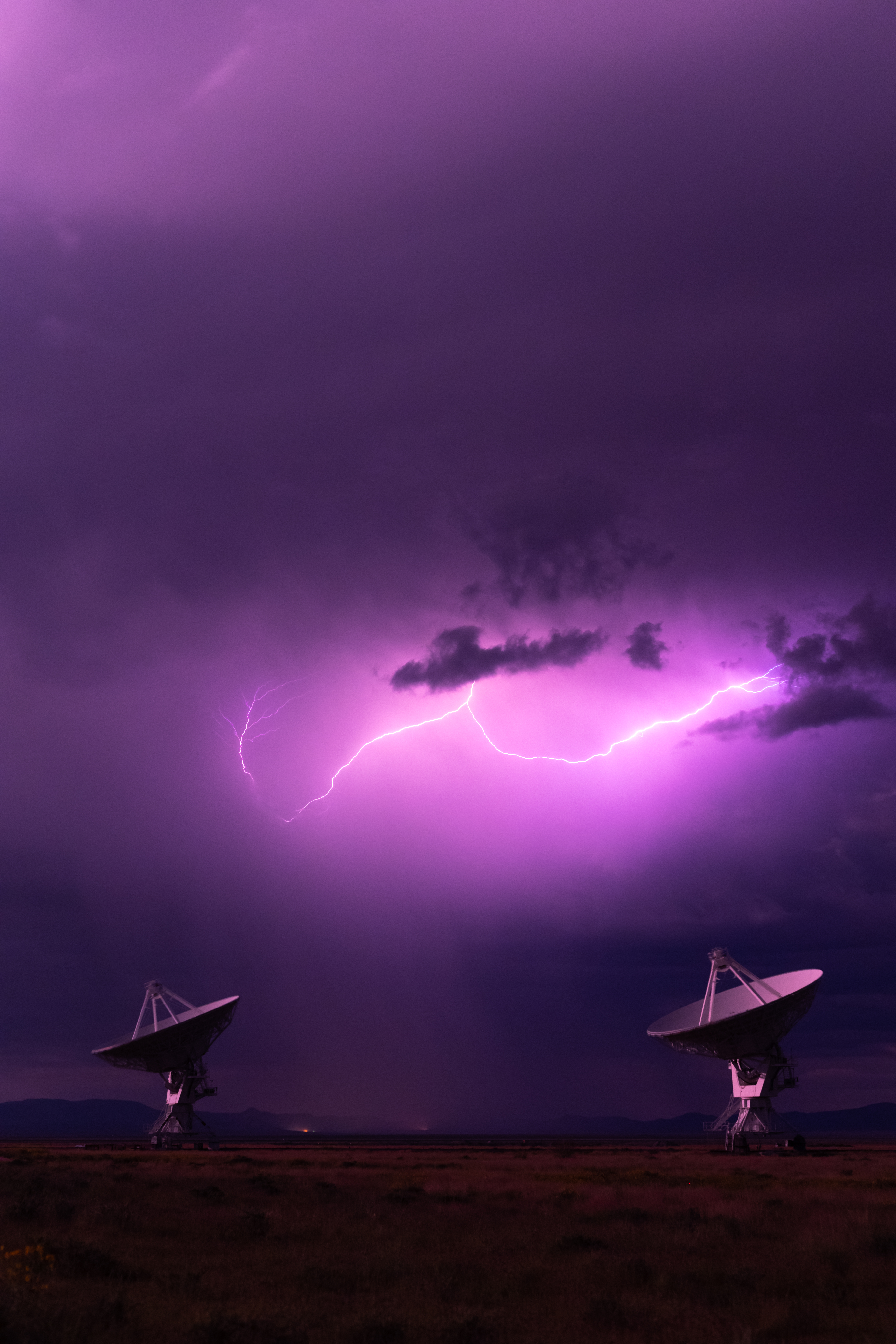 Lightning Strike Over VLA Dishes